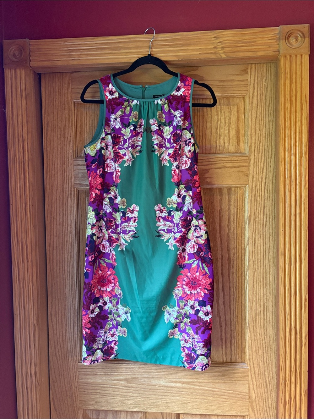 Ann Taylor Green Floral Print Sleeveless Mini Dress